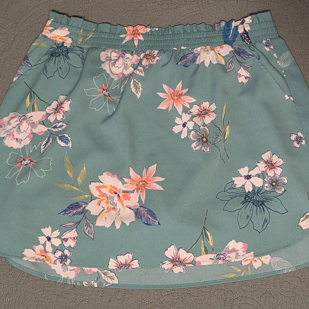 DR2 Floral Midi Skirt in Teal and Pink